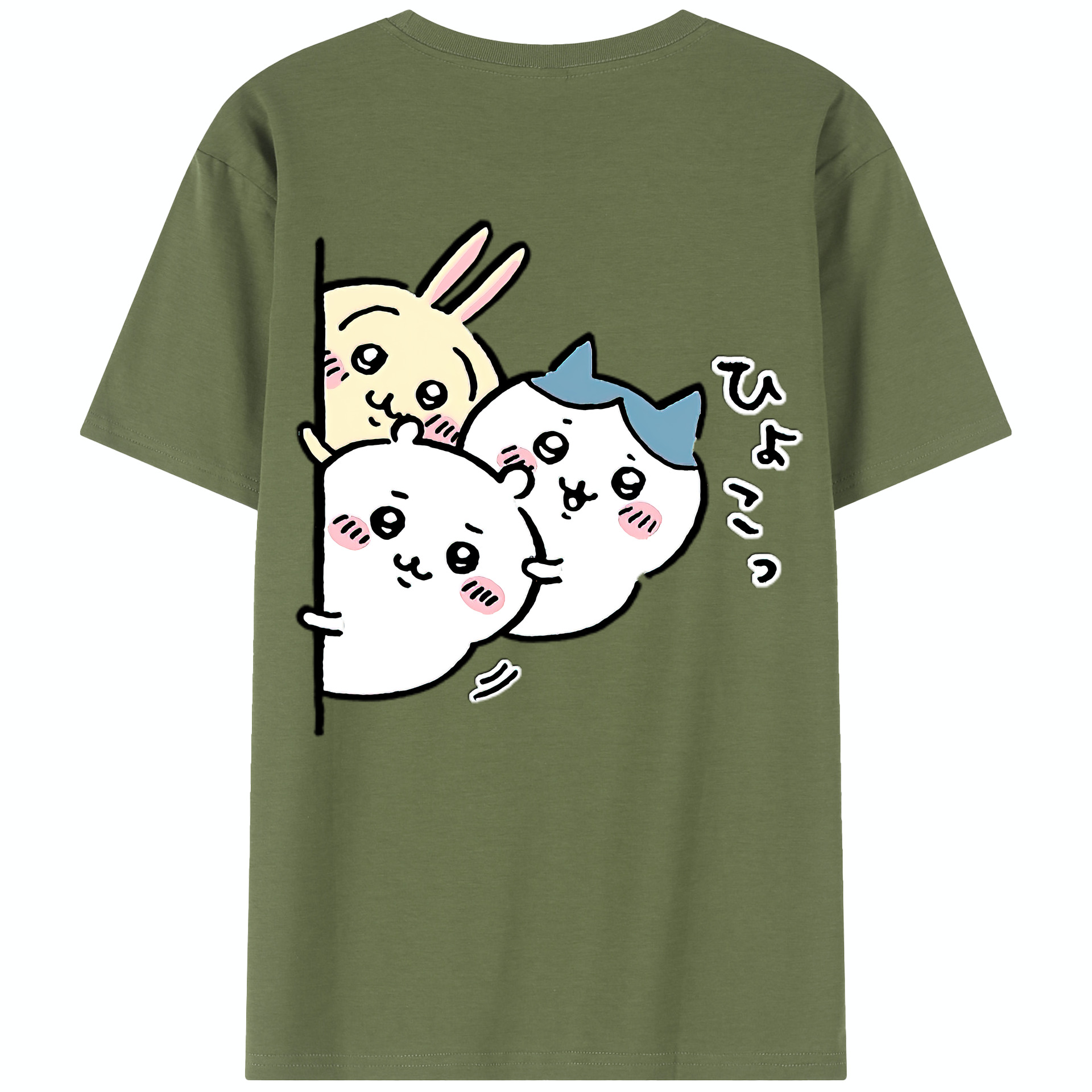 （画像用） ちいかわ うさぎ Chii-kawa usagi 綿100％半袖Tシャツ（背面プリント）